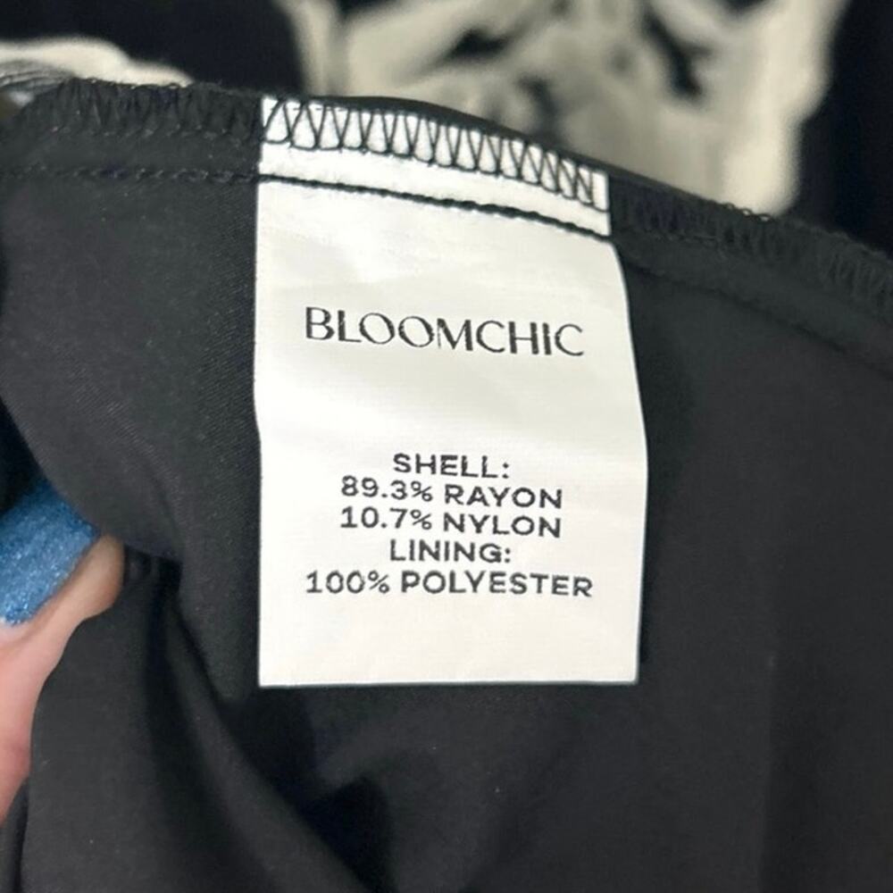 Bloomchic Cottagecore Floral Tiered Midi Dress Black White Pockets Plus NWT 2X - Picture 12 of 13